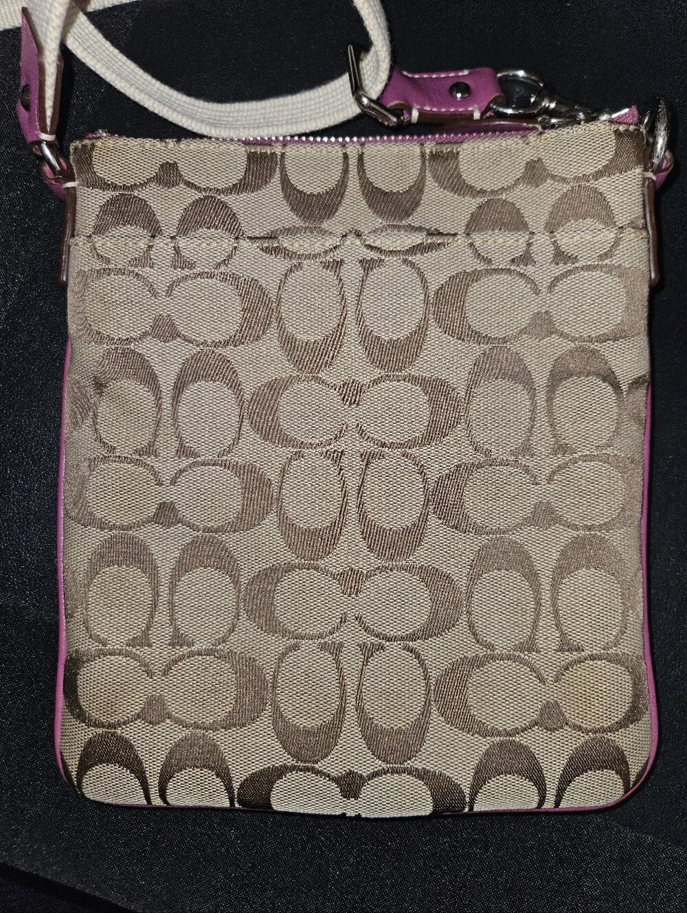 Vintage Y2K Coach Signature Canvas Swingpack Purple Crossbody Bag
